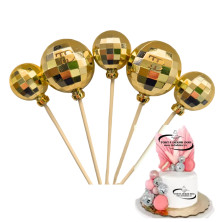 Torta Dekor Set Za Dekoraciju - Disco Ball (SREBRNE Disko Kugle - Toper Na Štapiću) 5 kom